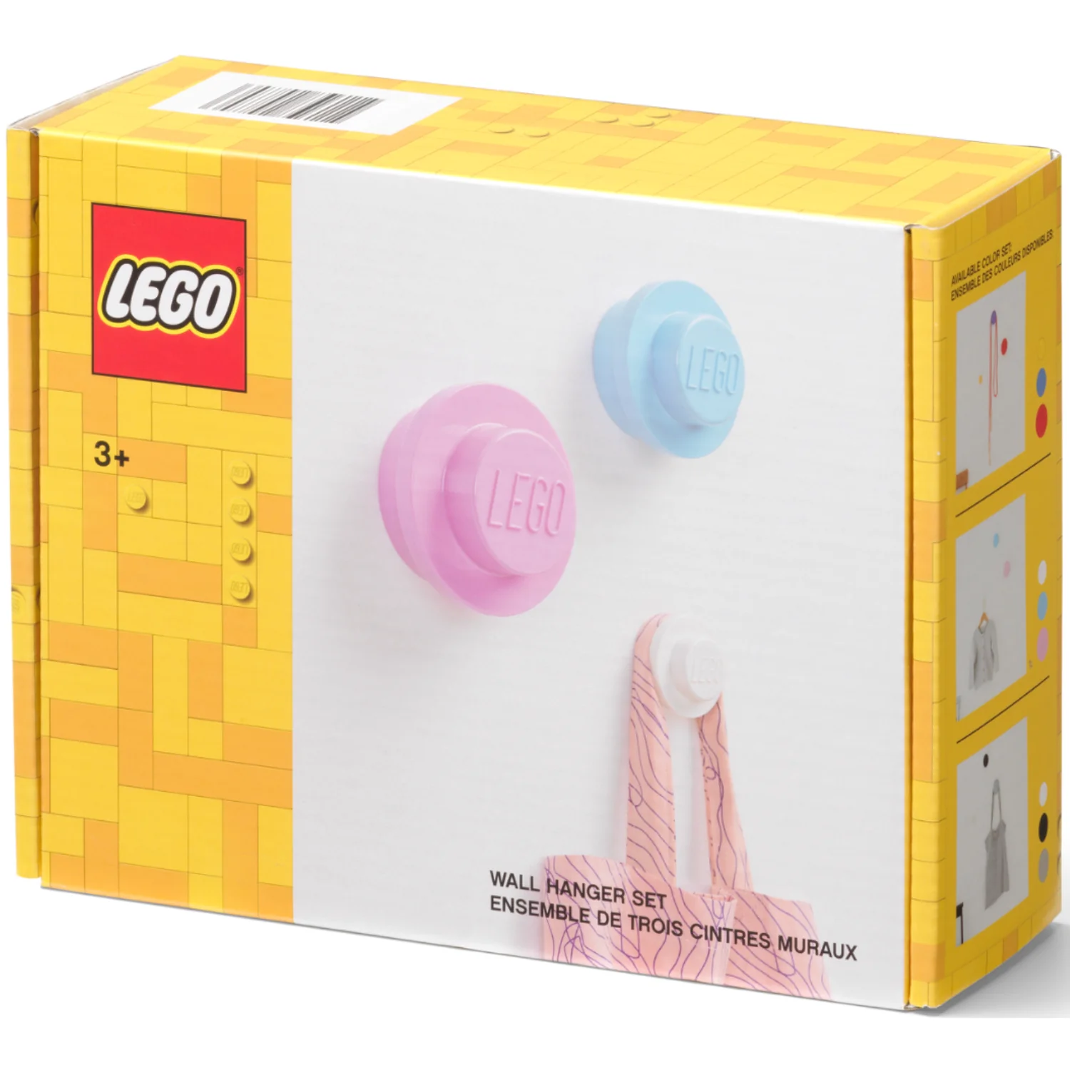 LEGO Wall Hanger Set of 3 - White, Light Blue & Pink